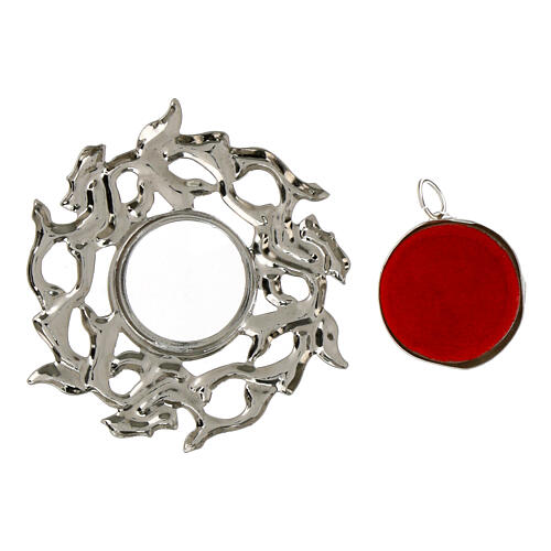 Reliquiario ottone argentato 2 cm corona spine 2