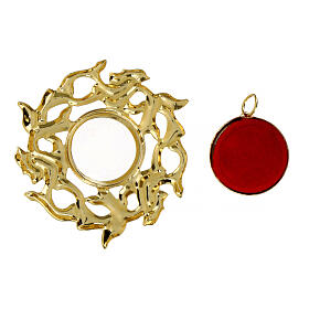 Reliquiario corona spine ottone dorato 2 cm