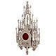 Gothic reliquary in silver-plated brass with statuettes, 16 in s3