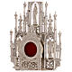 Gothic reliquary in silver-plated brass with statuettes, 16 in s4