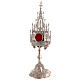 Gothic reliquary in silver-plated brass with statuettes, 16 in s7