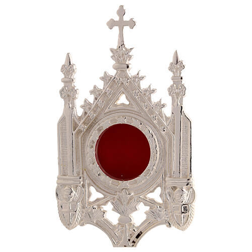 Reliquiario stile neogotico ottone bagno argento 30 cm 2