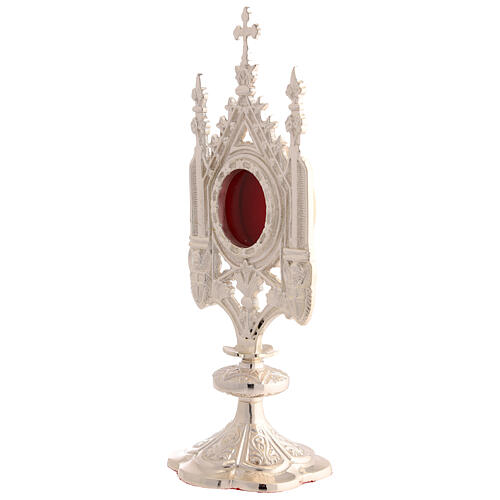 Reliquiario stile neogotico ottone bagno argento 30 cm 4