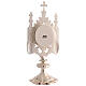 Reliquiario stile neogotico ottone bagno argento 30 cm s5