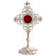 Reliquaire rayons décorés croix zircon rouge laiton argenté 30 cm s1