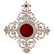 Silver-plated brass reliquary with ornate radial design and red zircon cross 30 cm s2