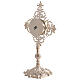 Silver-plated brass reliquary with ornate radial design and red zircon cross 30 cm s5