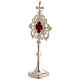 Silver-plated brass reliquary with arabesque rays cross, 32 cm s3