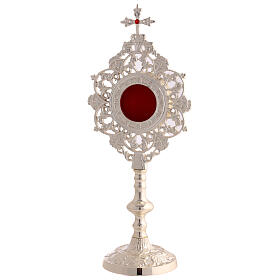 Reliquiario ottone argentato raggiera arabeschi 25 cm