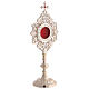 Silver-plated brass reliquary with arabesque ray pattern 25 cm s3
