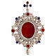 Silver-plated brass reliquary with coloured crystals, h 9 in s2