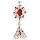 Silver-plated brass reliquary with colored crystals h 23 cm s4