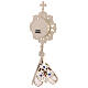 Silver-plated brass reliquary with colored crystals h 23 cm s6