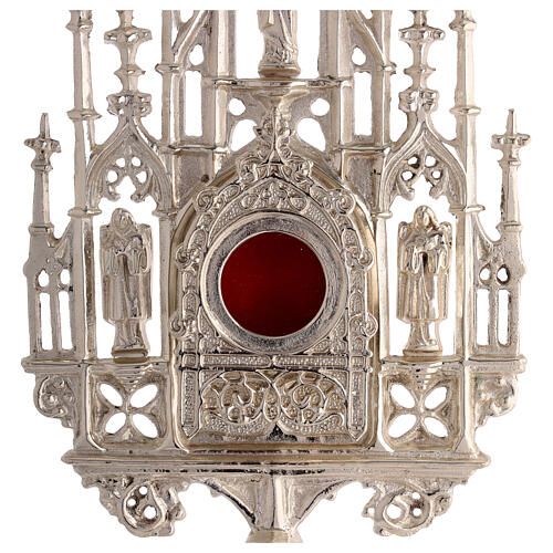 Reliquiario ottone argentato stile neogotico h 57 cm 2