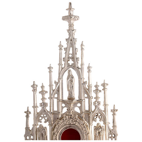 Reliquiario ottone argentato stile neogotico h 57 cm 3