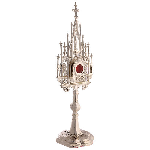 Reliquiario ottone argentato stile neogotico h 57 cm 6
