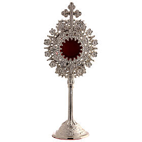 Reliquary adorned with stylised flowers, 8 in, silver finish