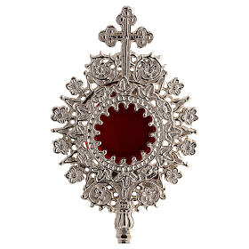 Reliquary adorned with stylised flowers, 8 in, silver finish