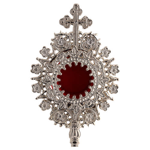 Reliquary adorned with stylised flowers, 8 in, silver finish 2