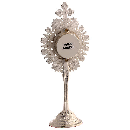 Reliquaire décoré fleurs stylisées h 20 cm finition argent 4