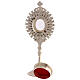 Silver-plated brass reliquary with white stones and radiant design, h 8 in s6
