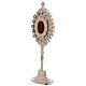Silver-plated brass reliquary with white stones sunburst design, 20 cm s3