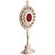 Silver-plated brass reliquary with white stones sunburst design, 20 cm s4