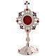 Reliquiario ottone argentato raggiera cristalli colorati h 20 cm s1