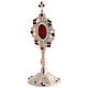 Reliquiario ottone argentato raggiera cristalli colorati h 20 cm s3