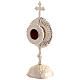 Brass reliquary silver-plated with radial design and top cross, h 17 cm s3