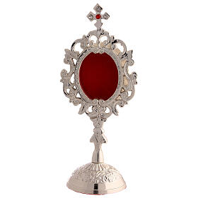 Silver-plated brass reliquary with stones, classic style, h 7 in