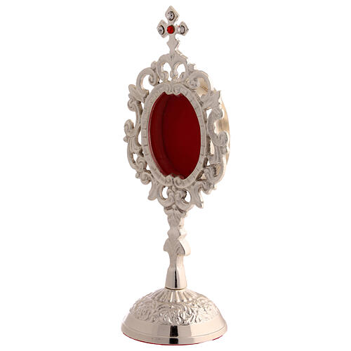 Silver-plated brass reliquary with stones, classic style, h 7 in 2