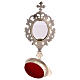 Silver-plated brass reliquary with stones, classic style, h 7 in s5