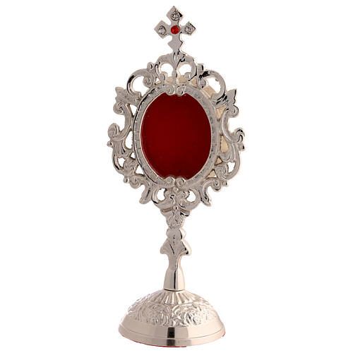 Relicario gusto clásico latón plateado piedras h 18 cm 1