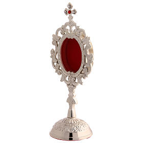 Reliquiario gusto classico ottone argentato pietre h 18 cm