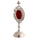 Reliquiario gusto classico ottone argentato pietre h 18 cm s2