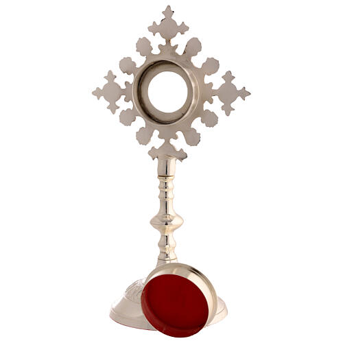 Silver-plated brass reliquary with shells, coloured stones, h 10 in 5