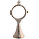 Simple brass monstrance with silver bath and grape design case, 2.6 in s1