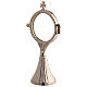 Simple brass monstrance with silver bath and grape design case, 2.6 in s4