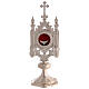 Reliquiar aus Messing, versilbert, im gotischen Stil mit runder Kapsel – 38 cm s1