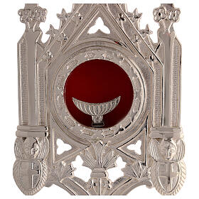 Reliquary Silver-plated brass Gothic with round case, h 38 cm