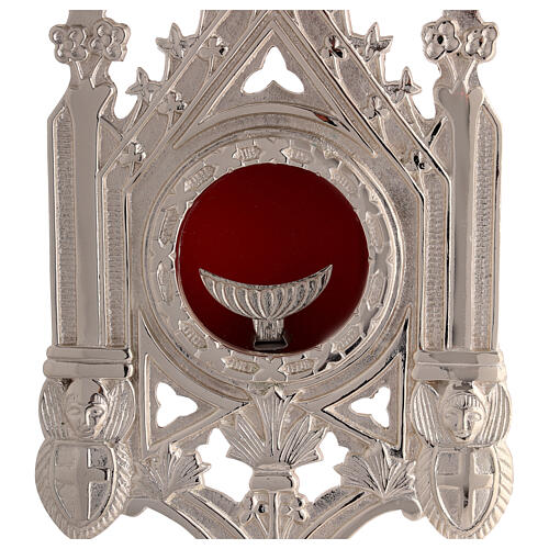Reliquary Silver-plated brass Gothic with round case, h 38 cm 2