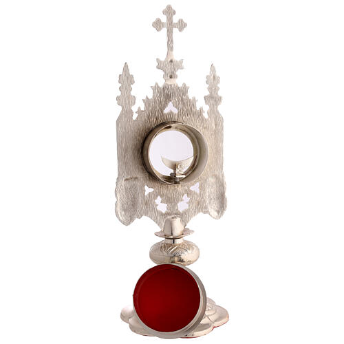 Reliquary Silver-plated brass Gothic with round case, h 38 cm 9