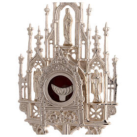 Ostensorio argentato neogotico ostie 3 cm ottone h 40 cm