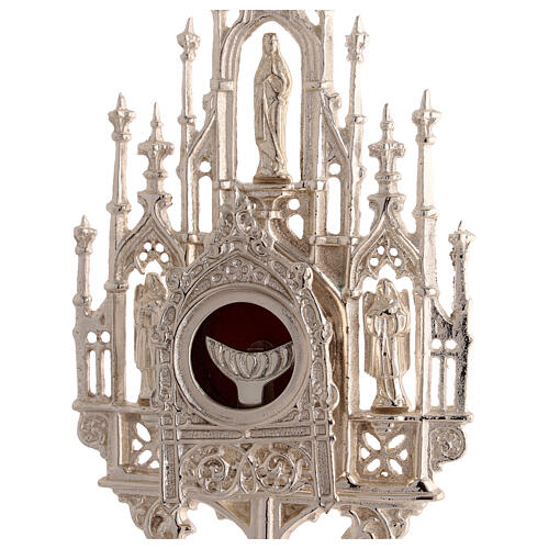 Ostensorio argentato neogotico ostie 3 cm ottone h 40 cm 2