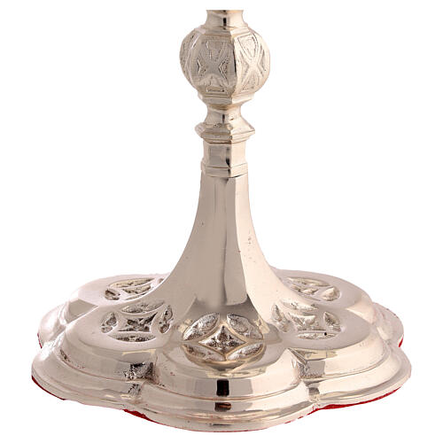 Ostensorio argentato neogotico ostie 3 cm ottone h 40 cm 6