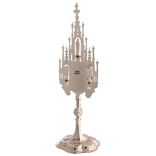Ostensorio argentato neogotico ostie 3 cm ottone h 40 cm 7