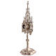 Ostensorio argentato neogotico ostie 3 cm ottone h 40 cm s3