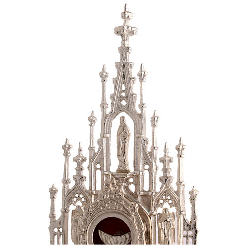 Brass Silver-plated Neogothic Monstrance for 3 cm Hosts, H 40 cm 4