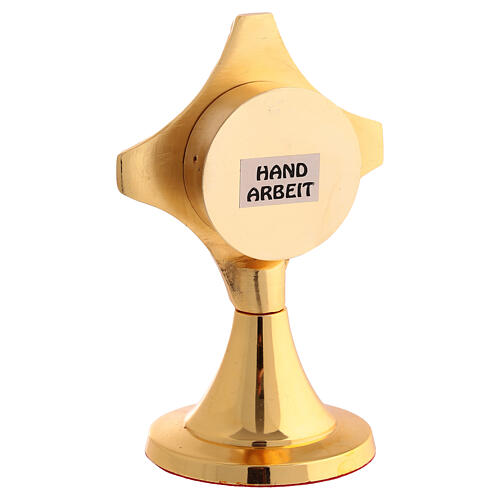 Reliquiario croce ottone dorato teca interna h 12 cm 4